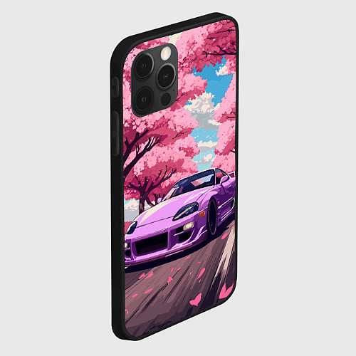 Чехол iPhone 12 Pro Тойота супра и сакура / 3D-Черный – фото 2