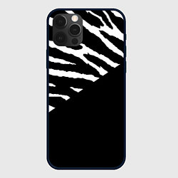 Чехол для iPhone 12 Pro Полосы зебры с черным, цвет: 3D-черный