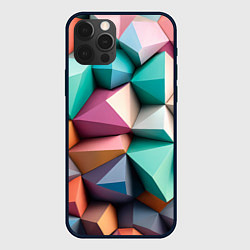 Чехол для iPhone 12 Pro Полигональные объемные кубы и тетраэдры в пастельн, цвет: 3D-черный