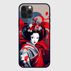 Чехол для iPhone 12 Pro Geisha vector style, цвет: 3D-черный