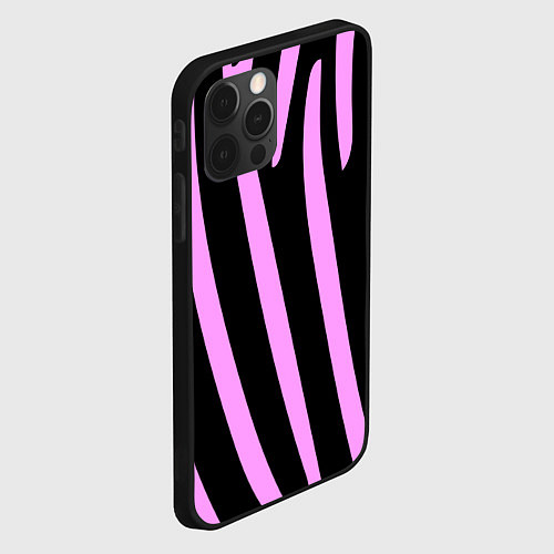 Чехол iPhone 12 Pro Полосы розовой зебры / 3D-Черный – фото 2