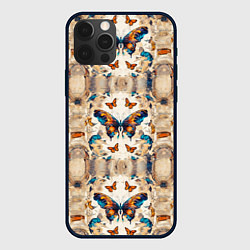 Чехол для iPhone 12 Pro Бабочки узор, цвет: 3D-черный
