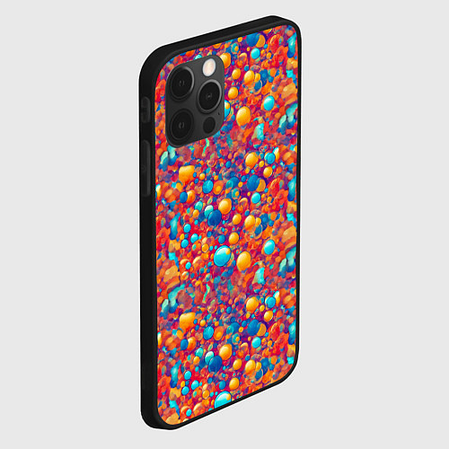Чехол iPhone 12 Pro Разноцветные пузырики узор / 3D-Черный – фото 2