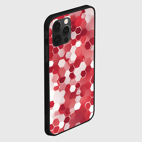 Чехол iPhone 12 Pro Кибер Hexagon Красный / 3D-Черный – фото 2