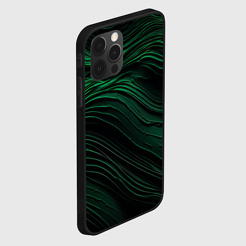 Чехол iPhone 12 Pro Dark green texture / 3D-Черный – фото 2