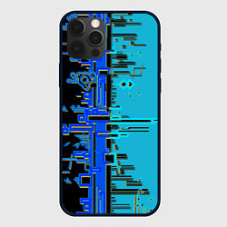 Чехол для iPhone 12 Pro Кибер-глитч синий, цвет: 3D-черный