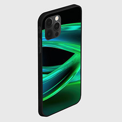 Чехол для iPhone 12 Pro Green lines abstract, цвет: 3D-черный — фото 2
