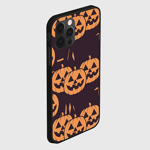 Чехол iPhone 12 Pro Фонарь джек в грандж стиле halloween тыква cartoon / 3D-Черный – фото 2