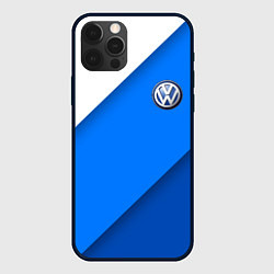 Чехол для iPhone 12 Pro Volkswagen - голубые линии, цвет: 3D-черный