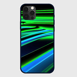 Чехол для iPhone 12 Pro Green black abstract, цвет: 3D-черный