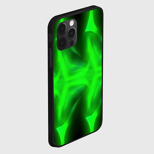 Чехол iPhone 12 Pro Black green abstract / 3D-Черный – фото 2