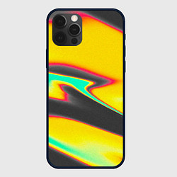 Чехол iPhone 12 Pro Слияние жёлтого голубого чёрного цветов