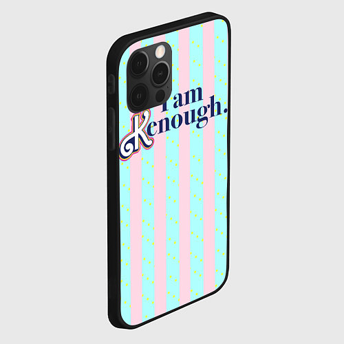 Чехол iPhone 12 Pro I am Kenough - фраза и костюм Кена в полоску / 3D-Черный – фото 2