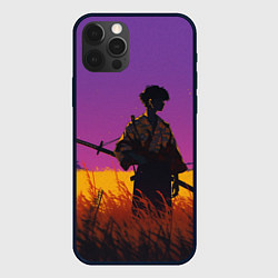 Чехол для iPhone 12 Pro Самурай на закате - фиолетовый, цвет: 3D-черный