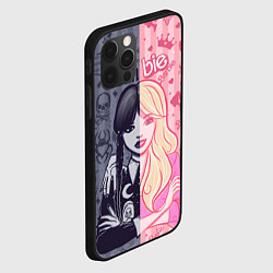 Чехол для iPhone 12 Pro Барби и Уэнсдей - мои две личности: в стиле тату, цвет: 3D-черный — фото 2