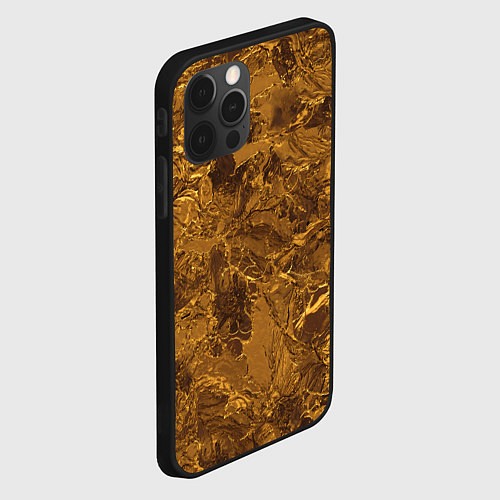 Чехол iPhone 12 Pro Текстура золота / 3D-Черный – фото 2