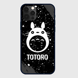 Чехол для iPhone 12 Pro Totoro glitch на темном фоне, цвет: 3D-черный