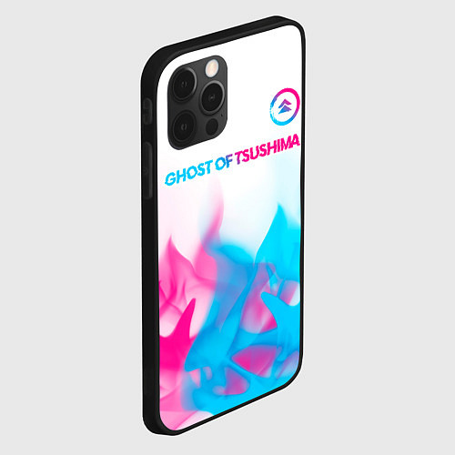 Чехол iPhone 12 Pro Ghost of Tsushima neon gradient style: символ свер / 3D-Черный – фото 2