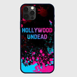 Чехол для iPhone 12 Pro Hollywood Undead - neon gradient: символ сверху, цвет: 3D-черный