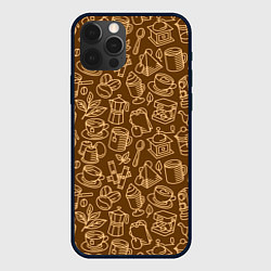 Чехол для iPhone 12 Pro Кофе и чай - коричневый, цвет: 3D-черный
