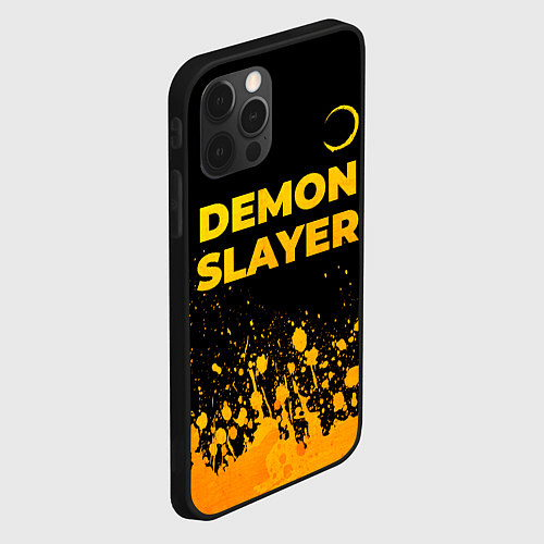 Чехол iPhone 12 Pro Demon Slayer - gold gradient: символ сверху / 3D-Черный – фото 2