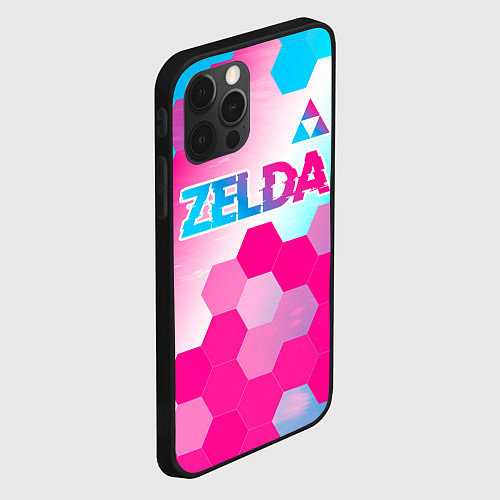 Чехол iPhone 12 Pro Zelda neon gradient style: символ сверху / 3D-Черный – фото 2