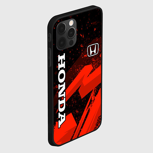 Чехол iPhone 12 Pro Honda - красная абстракция / 3D-Черный – фото 2
