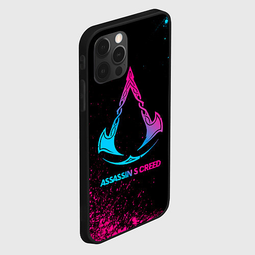 Чехол iPhone 12 Pro Assassins Creed - neon gradient / 3D-Черный – фото 2