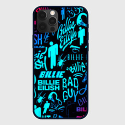 Чехол для iPhone 12 Pro Billie Eilish neon pattern, цвет: 3D-черный
