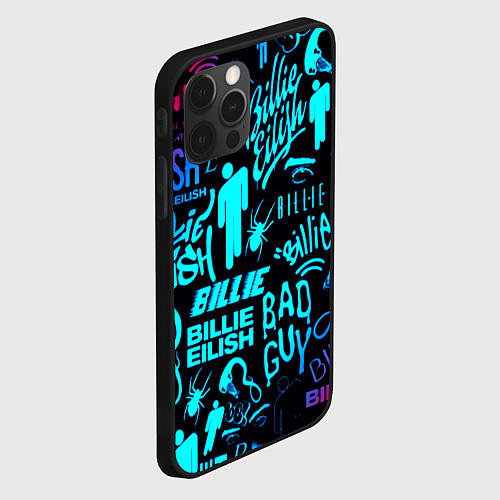 Чехол iPhone 12 Pro Billie Eilish neon pattern / 3D-Черный – фото 2