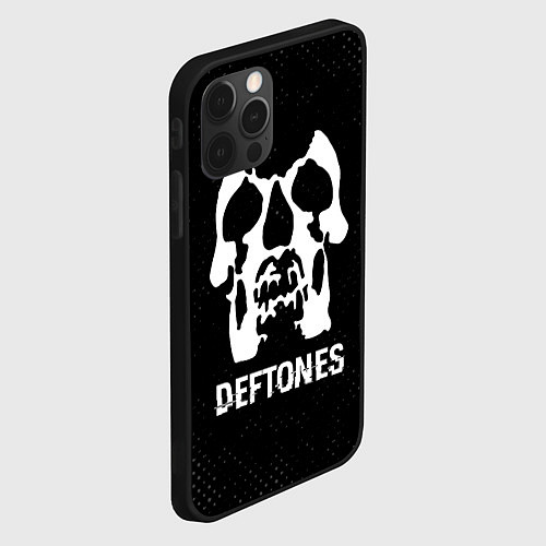 Чехол iPhone 12 Pro Deftones glitch на темном фоне / 3D-Черный – фото 2