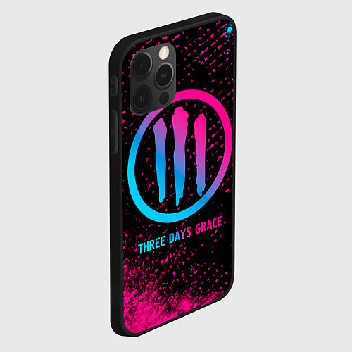 Чехол iPhone 12 Pro Three Days Grace - neon gradient / 3D-Черный – фото 2