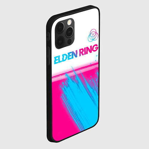 Чехол iPhone 12 Pro Elden Ring neon gradient style: символ сверху / 3D-Черный – фото 2