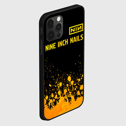 Чехол iPhone 12 Pro Nine Inch Nails - gold gradient: символ сверху / 3D-Черный – фото 2