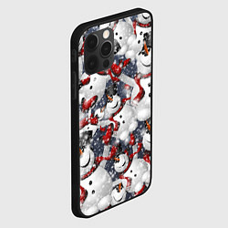 Чехол для iPhone 12 Pro Зимний паттерн со снеговиками, цвет: 3D-черный — фото 2