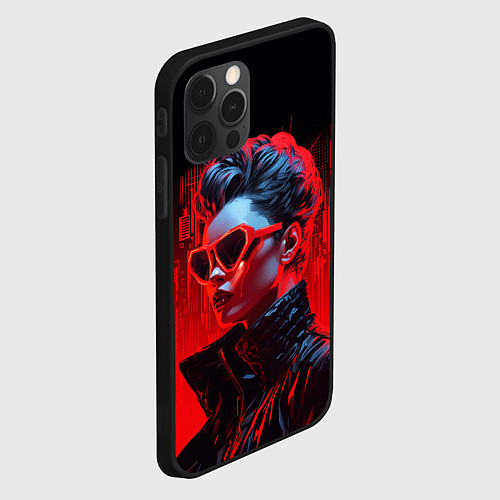 Чехол iPhone 12 Pro Cyberpunk girl / 3D-Черный – фото 2