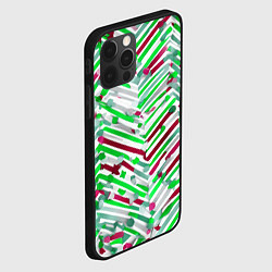 Чехол для iPhone 12 Pro Новогодние линии зелёный и красный, цвет: 3D-черный — фото 2