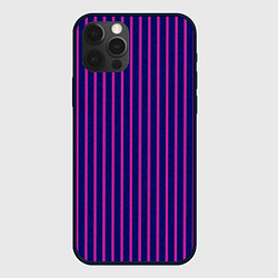 Чехол для iPhone 12 Pro Фиолетовый полосатый, цвет: 3D-черный
