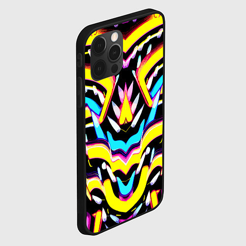 Чехол iPhone 12 Pro Abstract mirrow pattern - neural network / 3D-Черный – фото 2