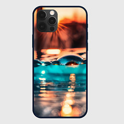 Чехол для iPhone 12 Pro Поверхность воды на закате макро, цвет: 3D-черный