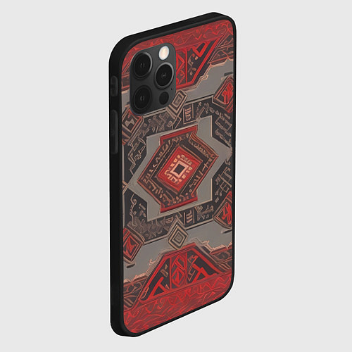 Чехол iPhone 12 Pro Ковер в красных тонах / 3D-Черный – фото 2