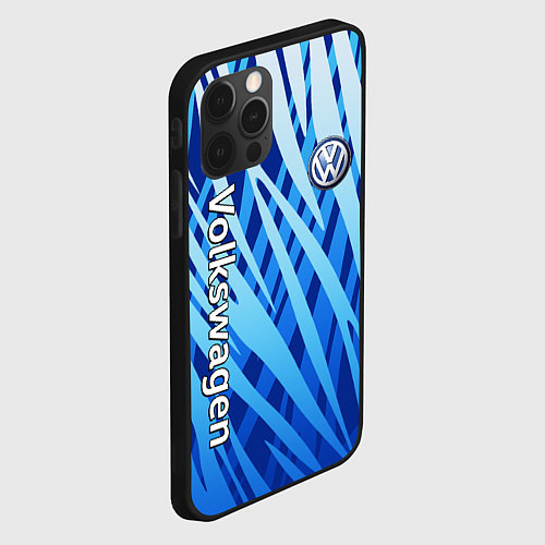 Чехол iPhone 12 Pro Volkswagen - синий камуфляж / 3D-Черный – фото 2