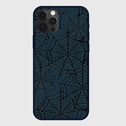 Чехол iPhone 12 Pro Паутина тёмно-синий