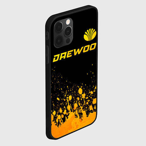 Чехол iPhone 12 Pro Daewoo - gold gradient: символ сверху / 3D-Черный – фото 2