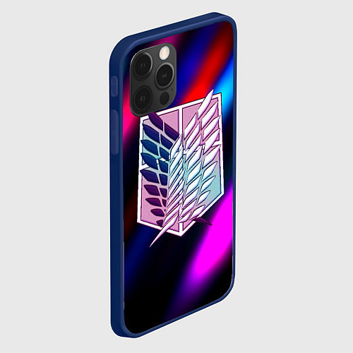 Чехол iPhone 12 Pro Attack on Titan stripes neon / 3D-Тёмно-синий – фото 2