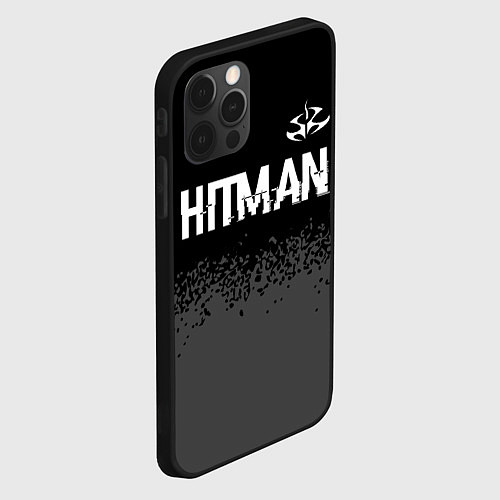 Чехол iPhone 12 Pro Hitman glitch на темном фоне: символ сверху / 3D-Черный – фото 2