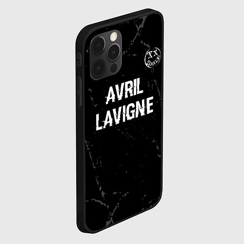 Чехол iPhone 12 Pro Avril Lavigne glitch на темном фоне: символ сверху / 3D-Черный – фото 2