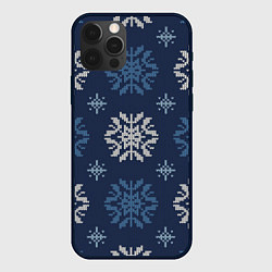 Чехол для iPhone 12 Pro Снежинки спицами - узоры зимы, цвет: 3D-черный