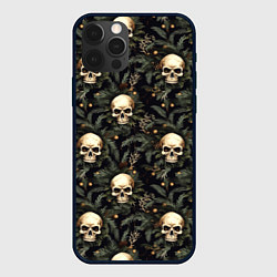 Чехол для iPhone 12 Pro Череп, шишки и хвойные ветки, цвет: 3D-черный
