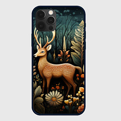 Чехол для iPhone 12 Pro Лесной олень в стиле фолк-арт, цвет: 3D-черный